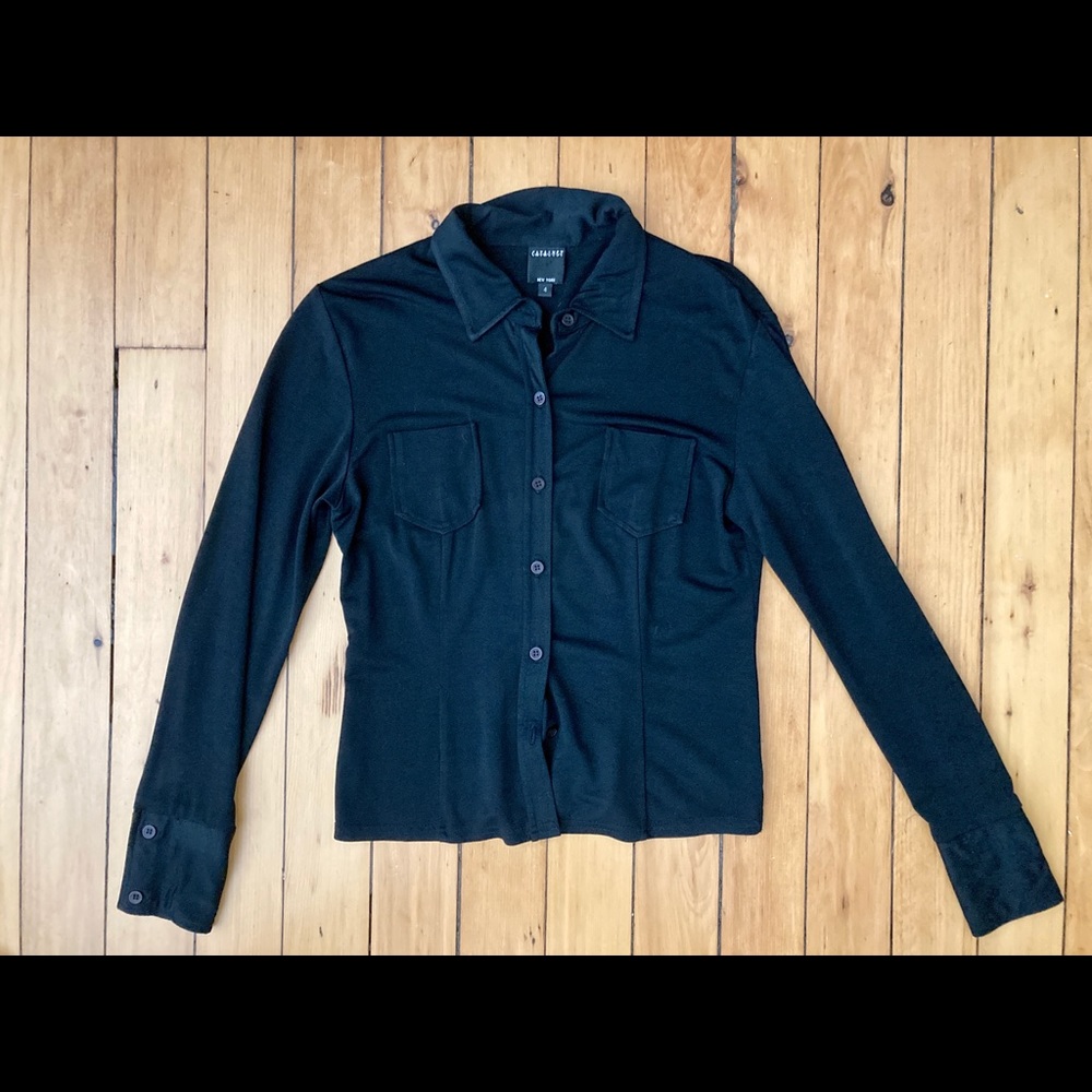 Catalyst black disco blouse
